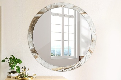 Kulaté zrcadlo tištěný rám Jasný mramor