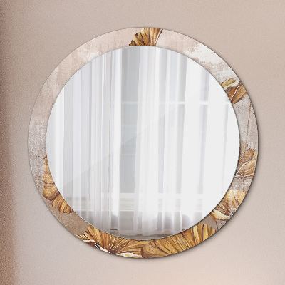 Kulaté zrcadlo tištěný rám Zlaté listy