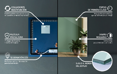 Dekorativní obdélníkové zrcadlo s LED podsvícením