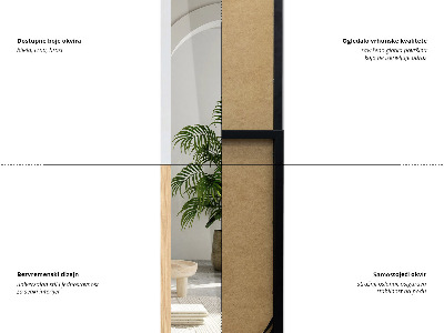 Stojace zrkadlo v čiernom ráme 36x156 cm