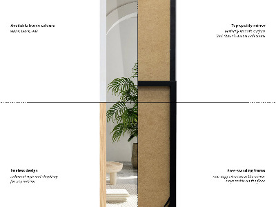 Stojace zrkadlo v čiernom ráme 36x156 cm