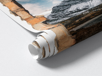 Fototapeta diera v stene 66x100 Horská panoráma