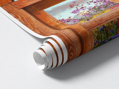 Nálepka imitácia okna 65x100 Kvetinové okno