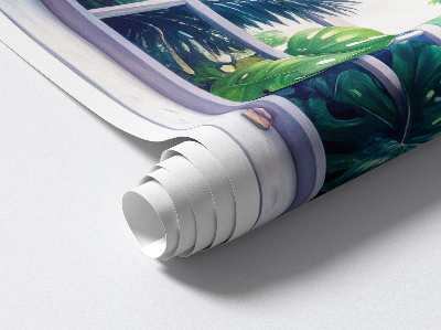 Nálepka imitácia okna 66x100 Tropický výhľad