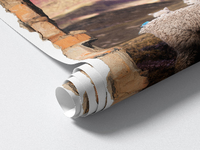 Fototapeta diera v stene 86x130 Alpaky v horách