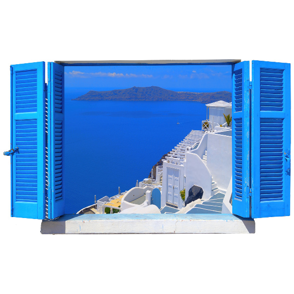 Nálepka imitácia okna 130x79 Stredomorská krajina