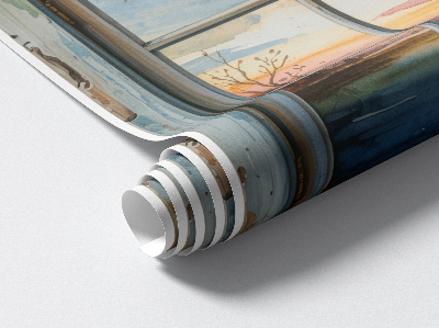 Nálepka imitácia okna 121x130 Akvarely okien