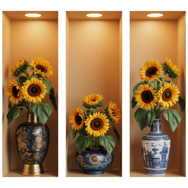 3D nástenná nálepka 130x118 Kytice slnečníc