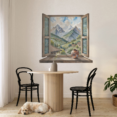 Nálepka imitácia okna 130x120 Horská krajina