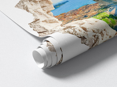 Fototapeta diera v stene 130x128 Hrad na útese