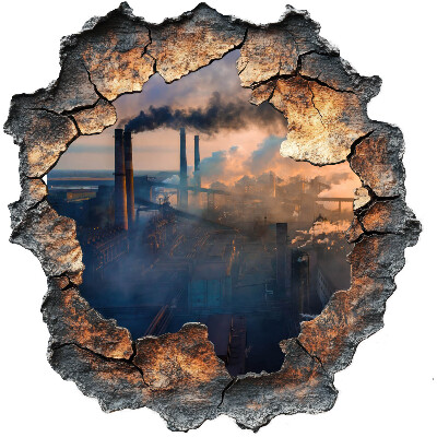 3D nálepka diera v stene 58x60 Priemyselná krajina