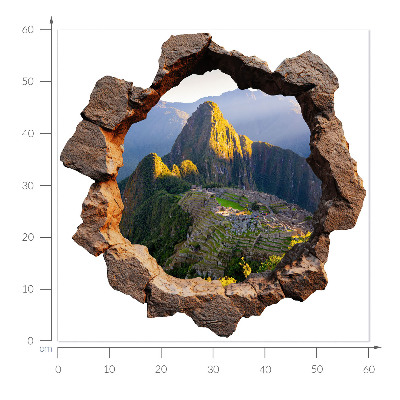 3D nálepka diera v stene 60x60 Skalné okno