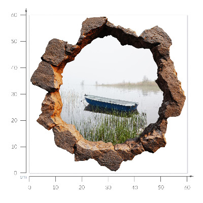 3D nálepka diera v stene 60x60 Kamenné jazero