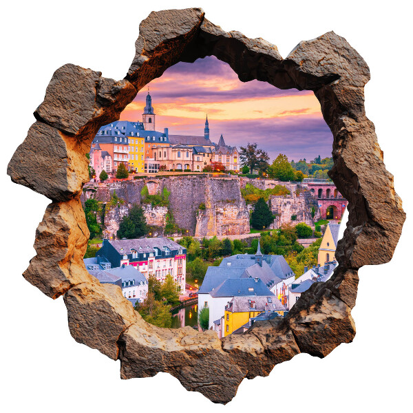 3D nálepka diera v stene 60x60 Kamenné okno