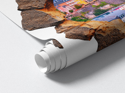 3D nálepka diera v stene 60x60 Kamenné okno