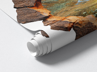 3D nálepka diera v stene 60x60 Horská túra