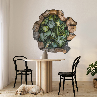 3D nálepka diera v stene 60x60 Tropická oáza