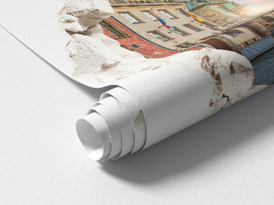 3D nálepka diera v stene 60x57 Mestský trh