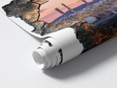 3D nálepka diera v stene 78x80 Rafinérske veže