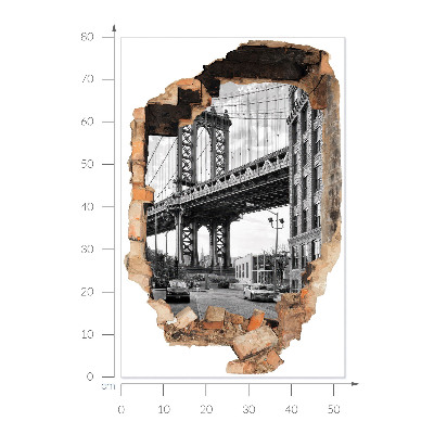 3D nálepka diera v stene 53x80 Mestská krajina