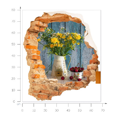 3D nálepka diera v stene 68x80 Vidiecka krajina