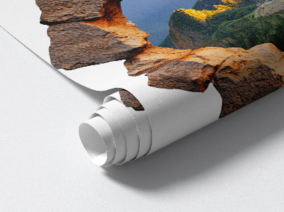 3D nálepka diera v stene 80x79 Skalné okno