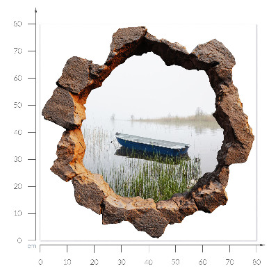 3D nálepka diera v stene 80x79 Kamenné jazero