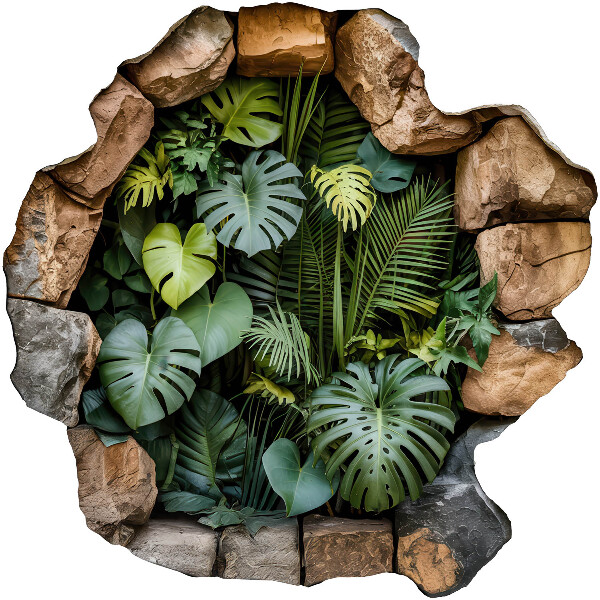 3D nálepka diera v stene 80x80 Tropická oáza
