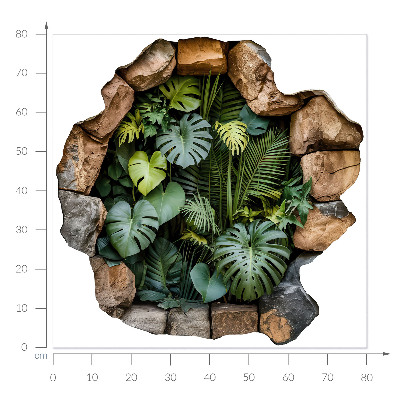 3D nálepka diera v stene 80x80 Tropická oáza