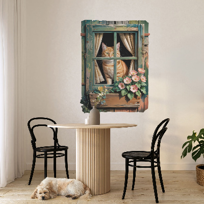 Fototapeta falošné okno 60x80 Mačiatko v okne