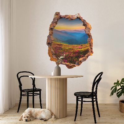 3D nálepka diera v stene 66x80 Kvetinové hory