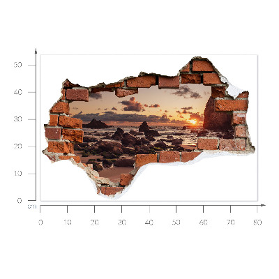 3D nálepka diera v stene 80x54 Pobrežie snov