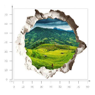 3D nálepka diera v stene 80x76 Zelené terasy