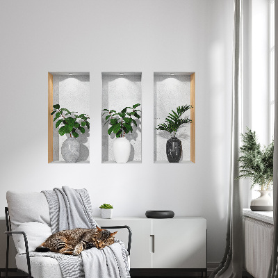 Nálepka na stenu 3D 80x50 Výklenky rastlín