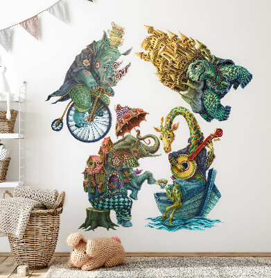 Samolepky na stenu 100x122 Zvieratá v magickom kreslenom štýle