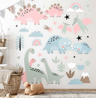 Samolepky na stenu 100x148 Dinosaury v prostredí pastelovej vegetácie