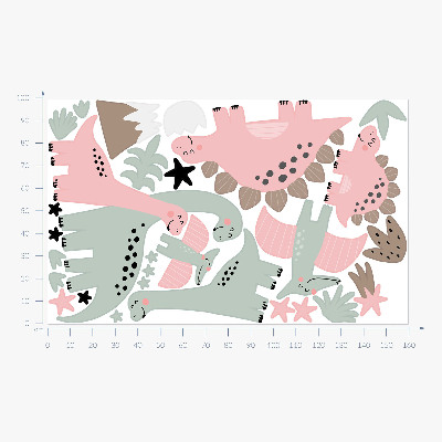 Samolepky na stenu 100x160 Dinosaury v pastelovej džungli
