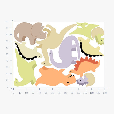 Samolepky na stenu 100x141 Rozkošné pastelové dinosaury