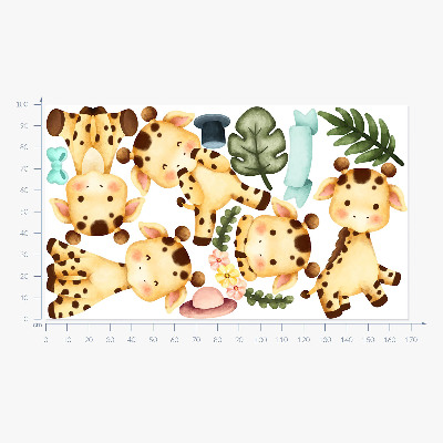 Samolepky na stenu 100x169 Pastelové žirafy v akvarelovom štýle safari