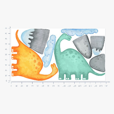 Samolepky na stenu 100x179 Dinosaury v pastelových akvarelových krajinách