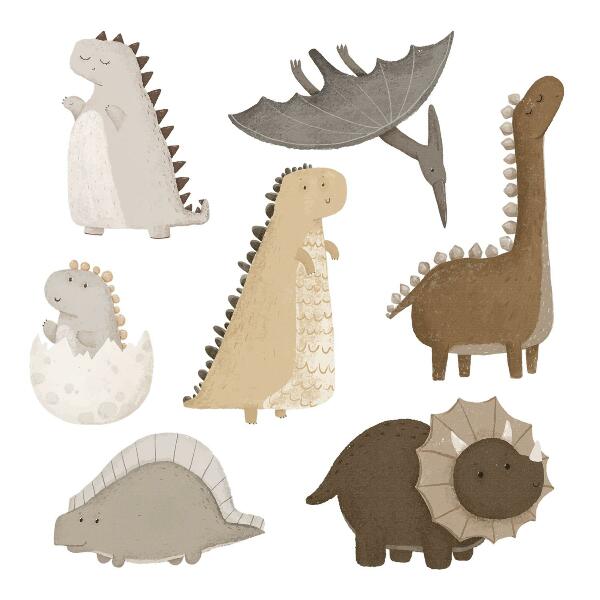 Samolepky na stenu 100x152 Pastelové roztomilé dinosaury v boho štýle