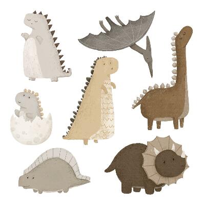 Samolepky na stenu 100x152 Pastelové roztomilé dinosaury v boho štýle