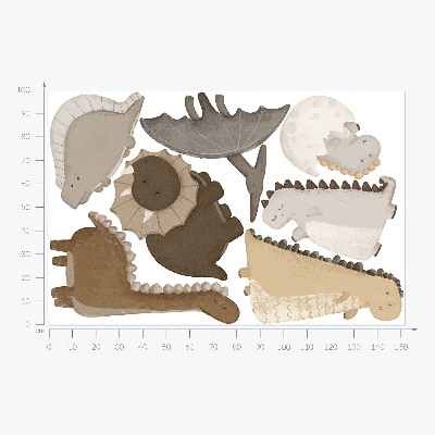 Samolepky na stenu 100x152 Pastelové roztomilé dinosaury v boho štýle
