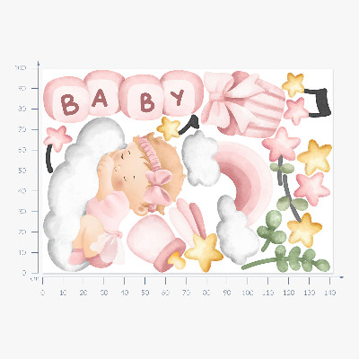 Samolepky na stenu 100x142 Pastelové akvarelové dekorácie pre malú princeznú