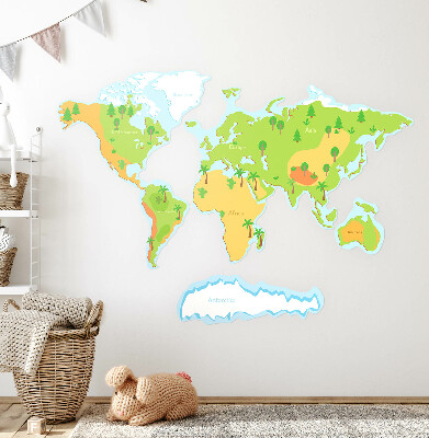 Samolepky na stenu 100x143 Mapa sveta v náučných pastelových obrysoch