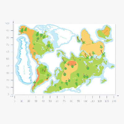 Samolepky na stenu 100x143 Mapa sveta v náučných pastelových obrysoch
