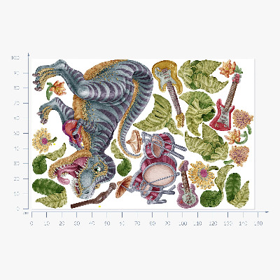 Samolepky na stenu 100x148 Hudobné dinosaury v pastelových farbách