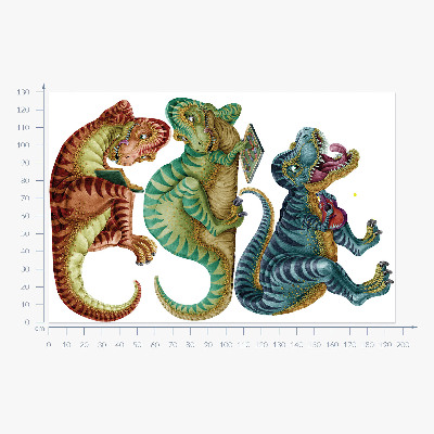Samolepky na stenu 130x195 Dinosaury vo veselom kreslenom prevedení