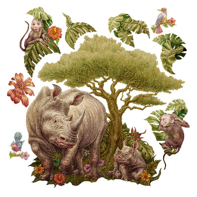 Samolepky na stenu 130x140 Divoké safari v pastelovom prevedení