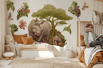 Samolepky na stenu 130x140 Divoké safari v pastelovom prevedení